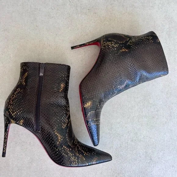 CHRISTIAN LOUBOUTIN So Kate Leather Snake Embossed Dark Brown Boots 85 EU 38 US8 - Picture 11 of 15
